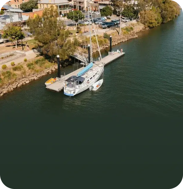 Aerial view of the Maclean riverfront on the Clarence River